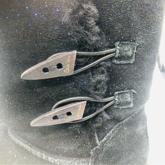 Bearpaw black suede with blue specs winter fashion boots Abigail Size 7 - Picture 6 of 11